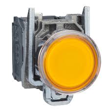 Pulsador luminoso amarillo, 22MM 1 NA + 1 NC 24 V CA/CC  50/60 Hz