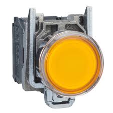 Pulsador luminoso amarillo, 22MM 1 NA + 1 NC 120 V CA/CC  50/60 Hz