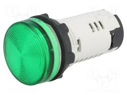 Luz piloto luminoso verde, 22MM - IP65 con LED integrado de 24 V CA/CC 50/60 Hz
